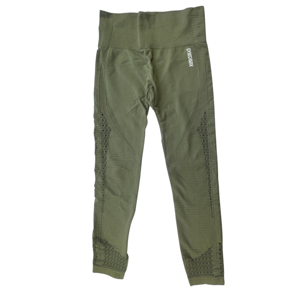 Gymshark Energy Seamless Leggings Olive Green Womens Medium High Waist Eyelet